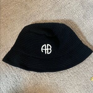 Anine Bing Black Knit Bucket Hat